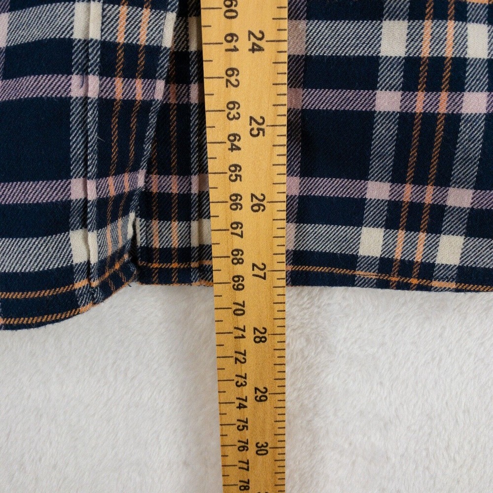 L.L. Bean Flannel Shirt Womens Medium Blue Pink Plaid Long Sleeve Soft - Picture 9 of 12